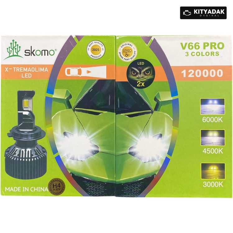 هدلایت 3 رنگ V66 Pro پایه H1 لنزو Lenzo